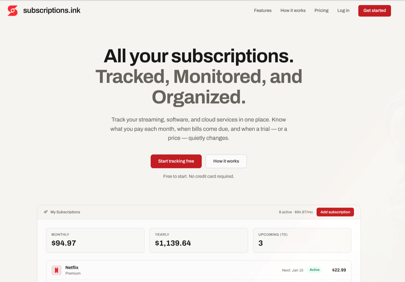 Subscriptions.ink screenshot or product image