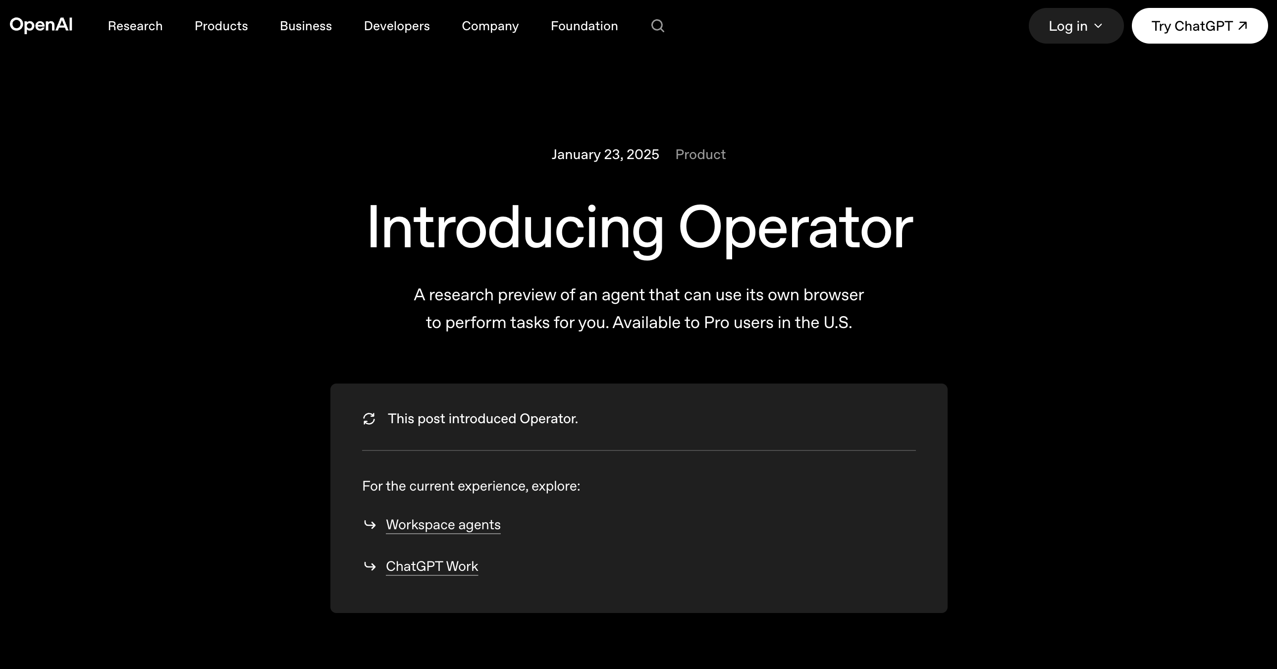 OpenAI Operator screenshot or product image